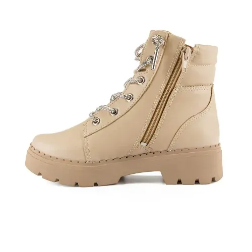 Bota Coturno  Pink Cats Infantil Bege