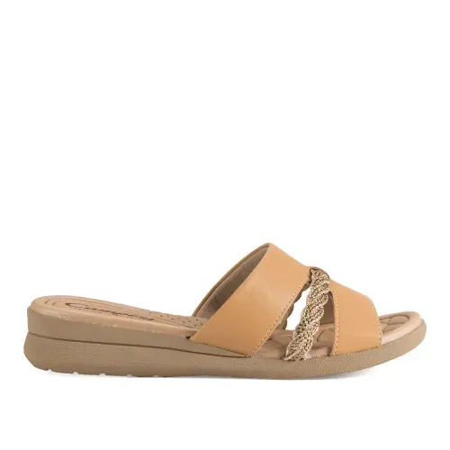 Tamanco Campesí Anabela com Brilhos Bege