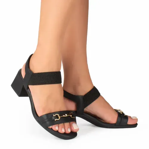 Sandália Campesí  de Salto Bloco Preta