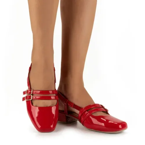 Sapato Campesí de Salto Bloco Vermelho
