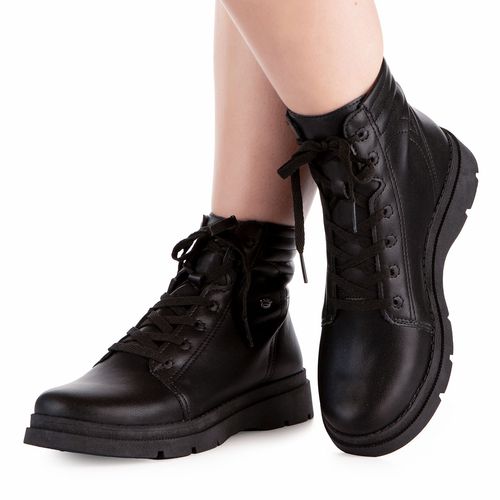 Bota Coturno Pink Cats Infantil Preta