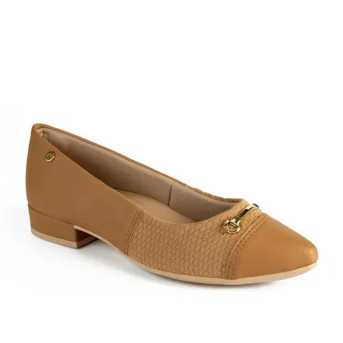 Sapato Campesí de Salto Baixo Caramelo