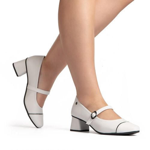 Sapato Campesí de Salto Bloco Branco e Preto