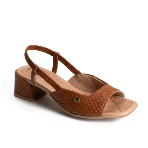 Sandália Campesí de Salto Bloco Caramelo