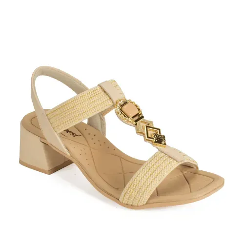 Sandália Campesí de Salto Bloco Bege