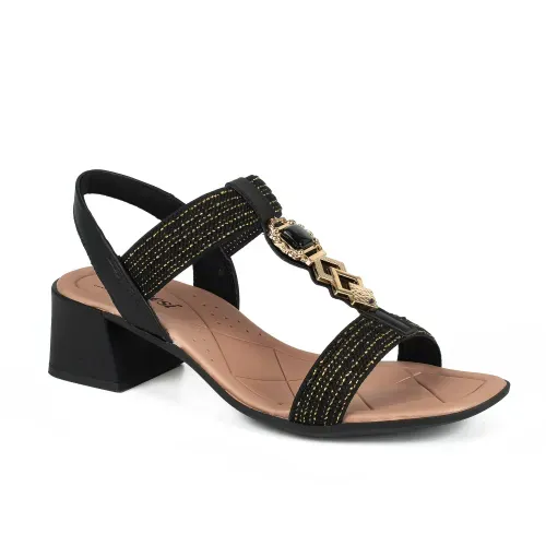 Sandália Campesí de Salto Bloco Preta